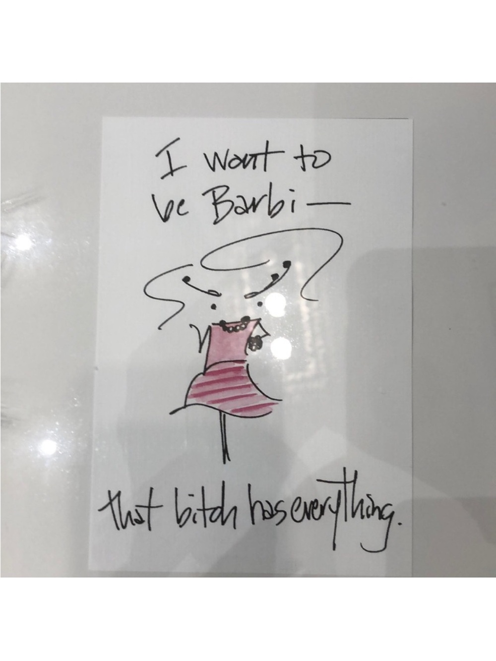 Hand-Drawn Pink Dress Wall Art Print - Unbranded - Picture 3 of 7